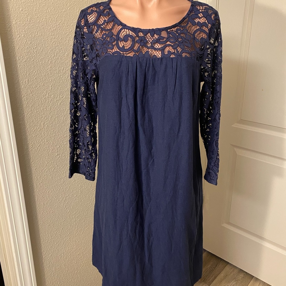 Donated - Old Navy Blue Lace Dress Sz M Tall